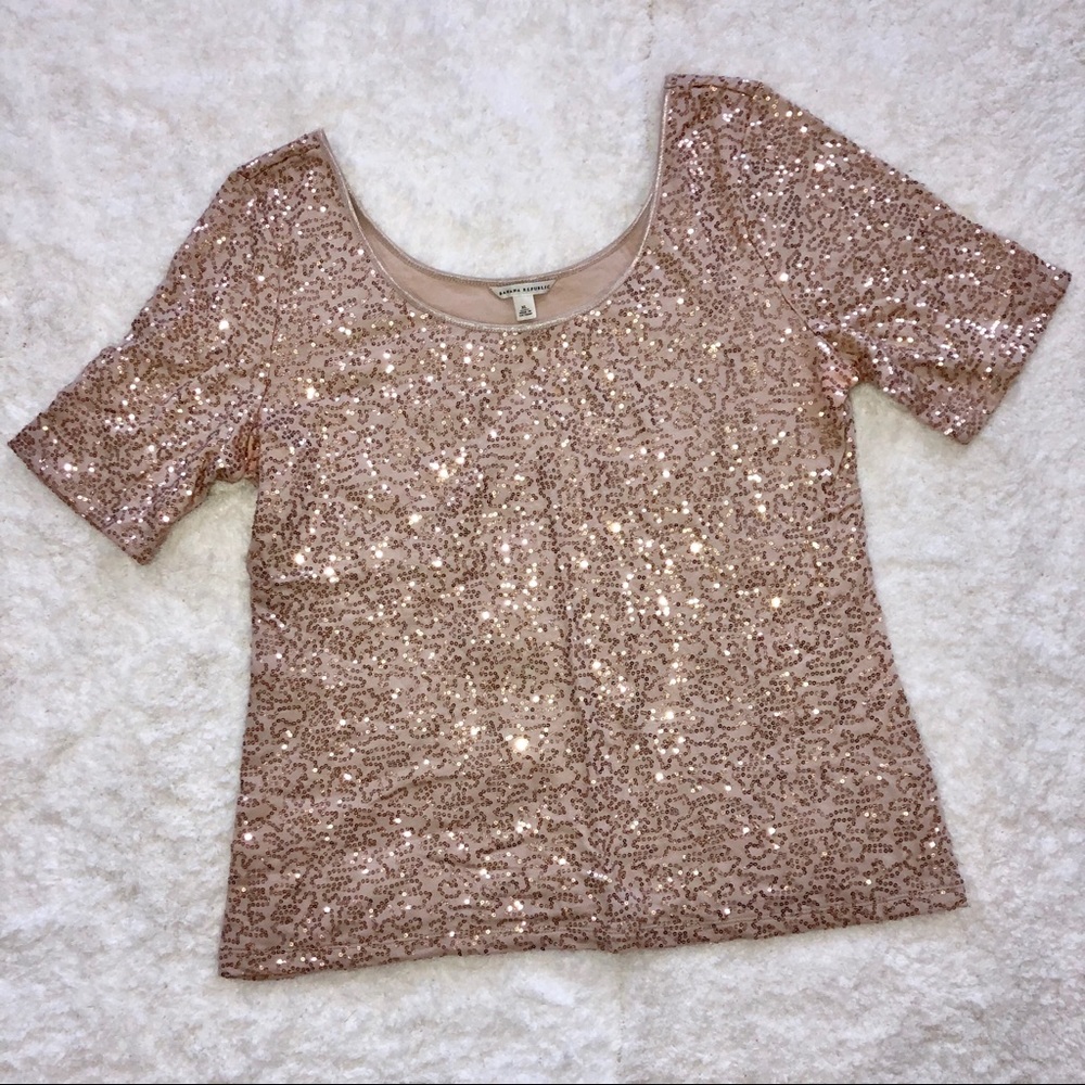 Banana Republic Rose Gold Sequined Top
